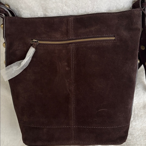Elegant Suede Dark Chocolate Shoulder Bag - Picture 6 of 7